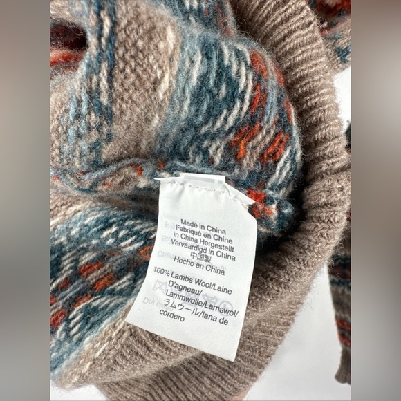 J. Crew Fair Isle 100% Lambswool Crewneck Sweater Heather Praline Men's | Medium - Picture 8 of 10